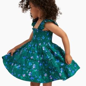 Hill House Tiny Ellie Nap Dress Emerald Space Floral 7-8Y